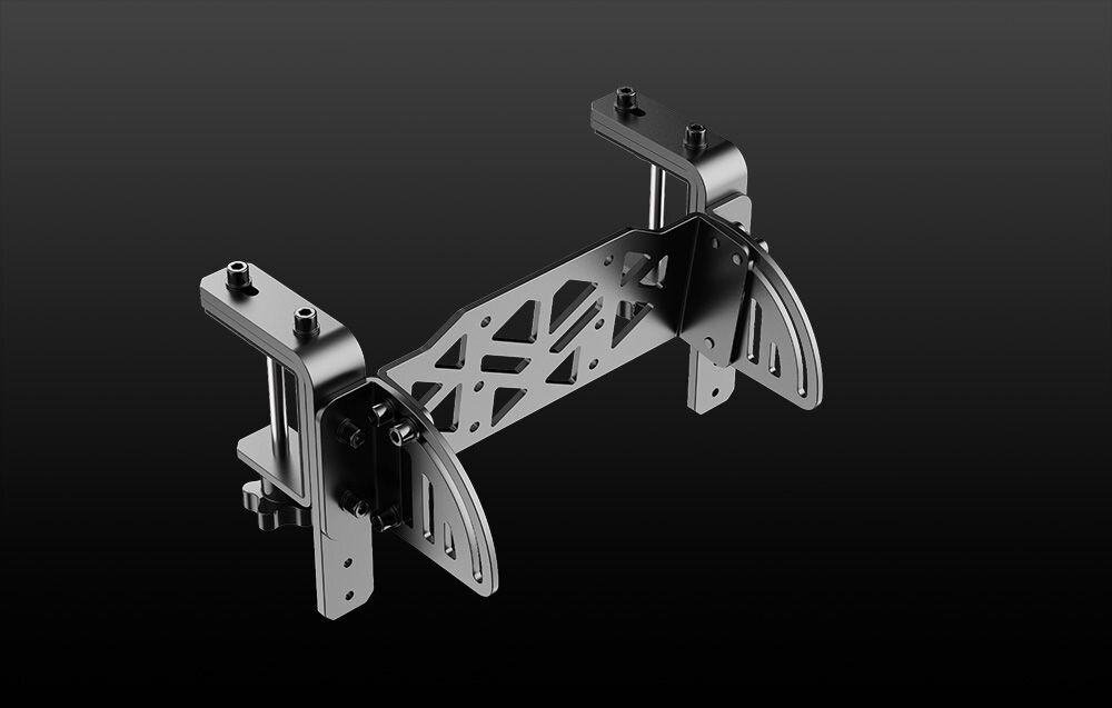 Zacisk do kierownicy do biurka MOZA Racing RS062 Metalowe zaciski w czarnym wykończeniu z wyeksponowanymi punktami montażowymi regulacja kąta, realizm jazdy, ergonomia, ustawienie kierownicy