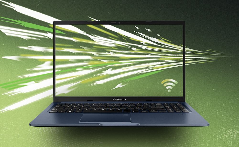 Laptop ASUS VivoBook 15 M1502YA z napisem Wi-Fi 6E – Łączność Wi-Fi 6E