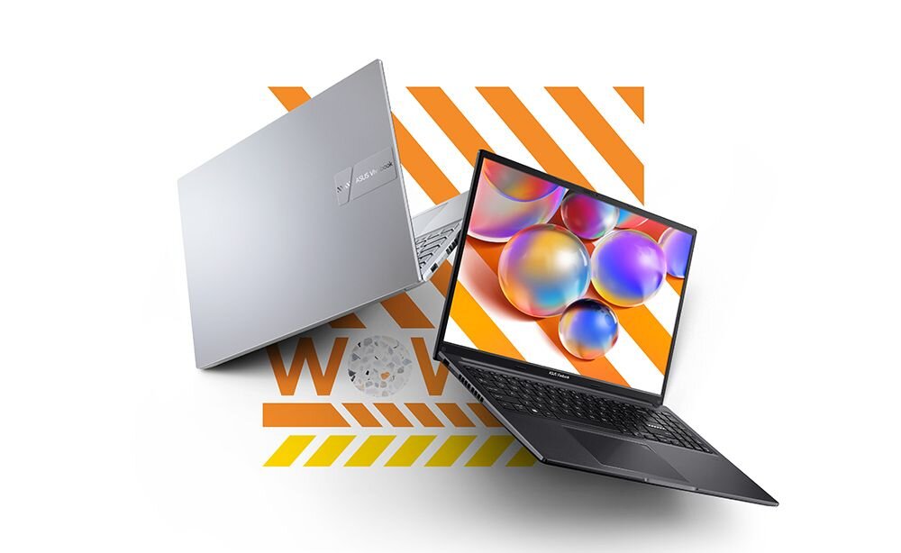 Laptop ASUS VivoBook 16 na biurku z dużym wyświetlaczem 16 cali – Gotowy na Twoje potrzeby