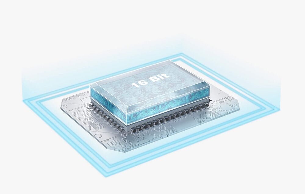 Moduł osi Z MOZA Racing AS003 16-bitowy hip Moza Racing, z którego emanuje jasnoniebieskie światło 16-bitowy czujnik Halla dokładność bezkontaktowa technologia stabilność działania