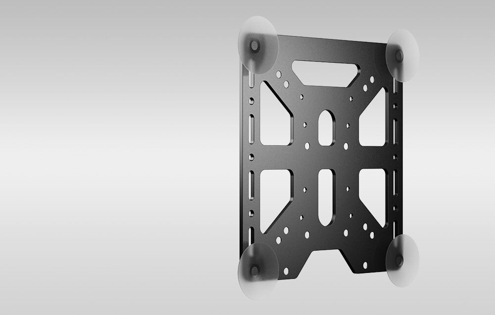 Uniwersalna baza mocująca MOZA Racing Flight AS006 Baza mocująca Moza Racing Flight AS006 z przyssawkami na szarym tle