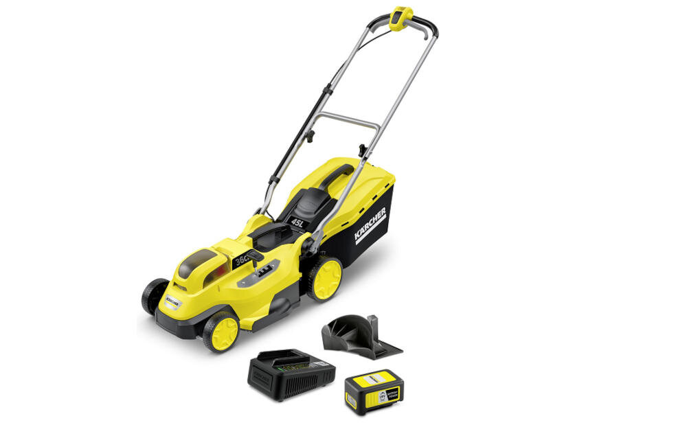 KARCHER kosiarka akumulatotoea lekkość zwrotność koszenie trawnik system kosz trawnik nawóz mulczowanie