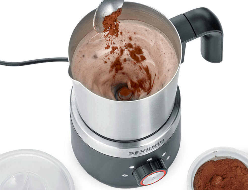 Spieniacz do mleka SEVERIN SM 3588 Wygodna obsługa Ergonomiczny uchwyt komfort użytkowania intuicyjne sterowanie waga wymiary aromatyczne kakao gorąca czekolada