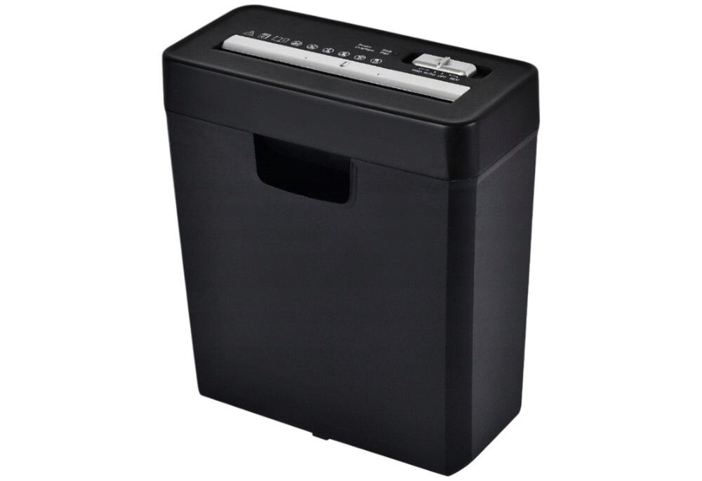 Niszczarka EXTRALINK EX.29836, klasa P‑2, 10 L, biurko, przenośność, na białym tle niszczarka frontem prawo skos