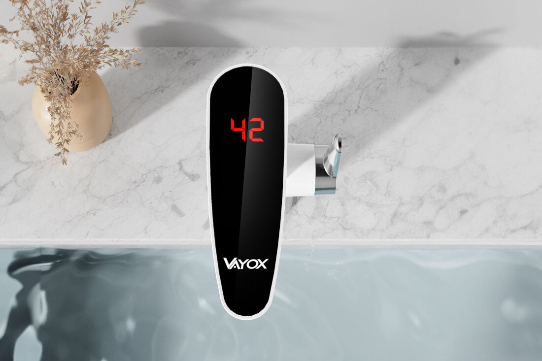 Przepływowy podgrzewacz wody VAYOX VA0203 jednodźwigniowy system regulacja strumień woda temperatura Cyfrowy wyświetlacz LED system ochrony przed oparzeniem 