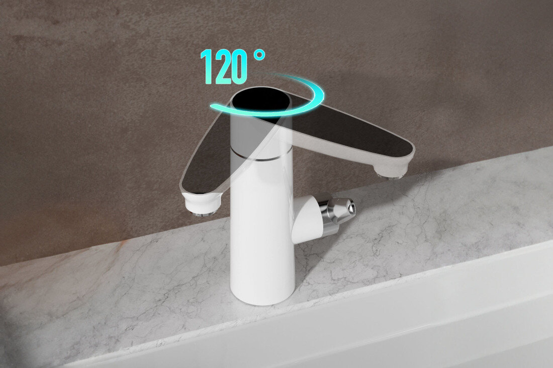 Przepływowy podgrzewacz wody VAYOX VA0203 obrotowa wylewka regulacja zakres 120° Wysoka klasa wodoodporności IPX4