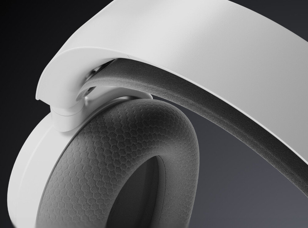 Słuchawki STEELSERIES Arctis Nova 7 Gen 2 stalowa rama miękkie tkaniny komfort długotrwały, kadr słuchawek na  czarnym tle