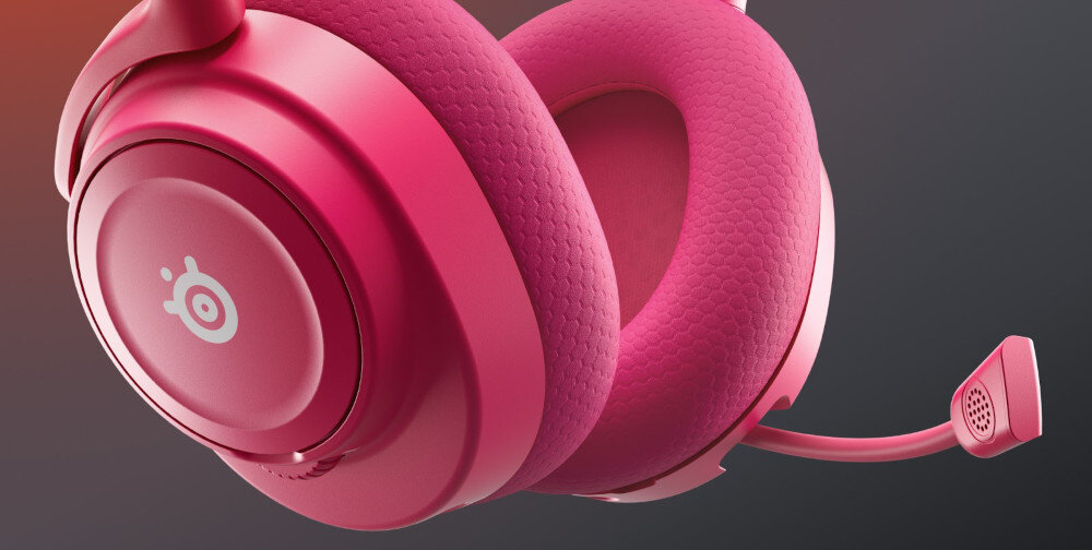 Słuchawki STEELSERIES Arctis Nova 7P Gen 2 impedancja 36 Ω pasmo 20-22000 Hz membrana 40 mm, kadr słuchawek skierowany na nauszniki i mikrofon