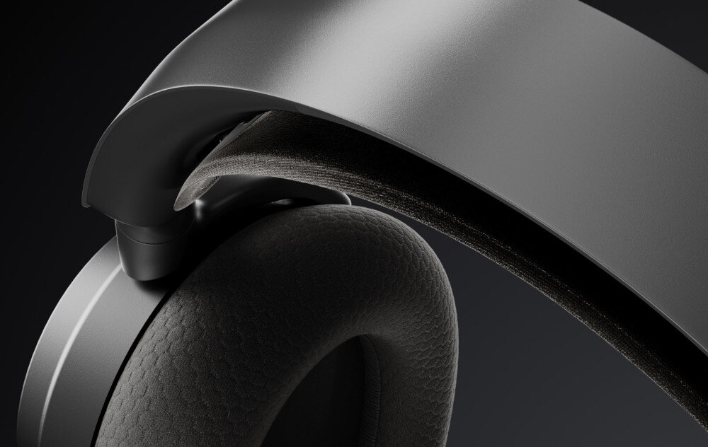 Słuchawki STEELSERIES Arctis Nova 7X Gen 2 stalowa rama miękkie tkaniny komfort długotrwały, kadr słuchawek na  czarnym tle