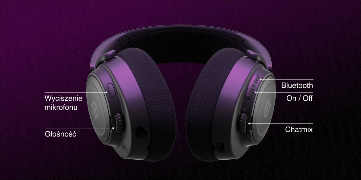 Słuchawki STEELSERIES Arctis Nova 7 regulacja funkcje przycisk bluetooth oprogramowanie