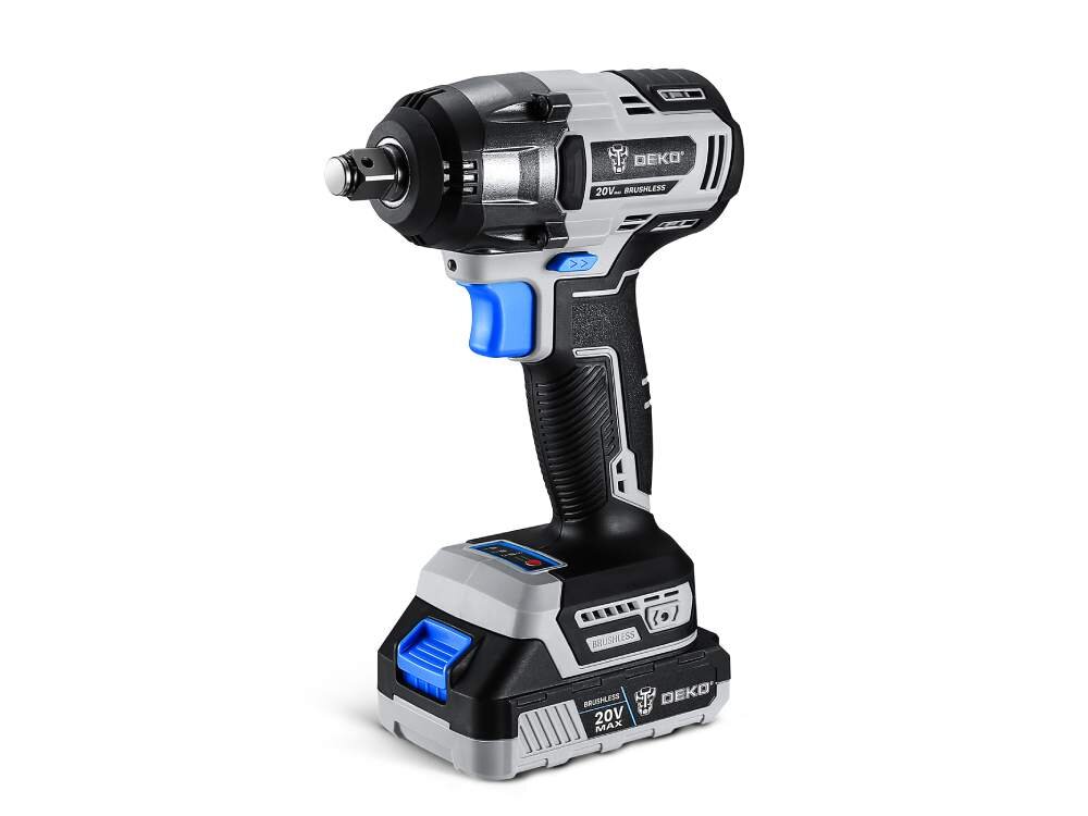 Klucz udarowy DEKO DKBW20XL01-S3, Praca dopasowana do potrzeb, Klucz pokazany od frontu pionowo prawo skos