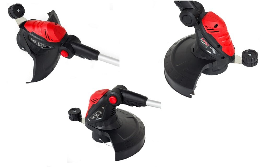 Podkaszarka elektryczna NAC MEX55-PE kółko obrotowe rola ogranicznika wykaszać trawę w pionie osłona