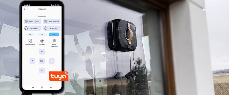 Robot do mycia okien COBBO Q6 Aplikacja mobilna Tuya Smart powiadomienie czyszczenie kontrola praca sterowanie powierzchnia