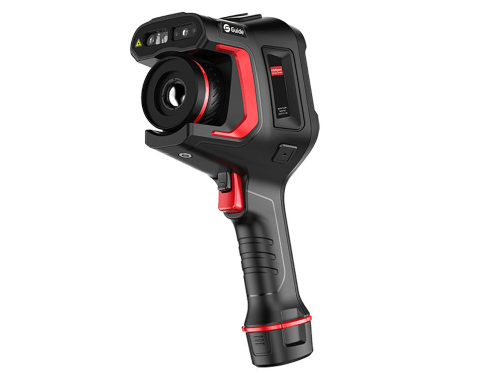 GUIDE SENSMART H2 Guide Sensmart H2 -40°C  do 650°C, serwisie HVAC, diagnostyce elektrycznej czy kontroli procesów przemysłowych ±2°C lub ±2% zoom cyfrowy 1,1x-8x 15 paletom kolorów - kamera od przodu na białym tle pod kątem