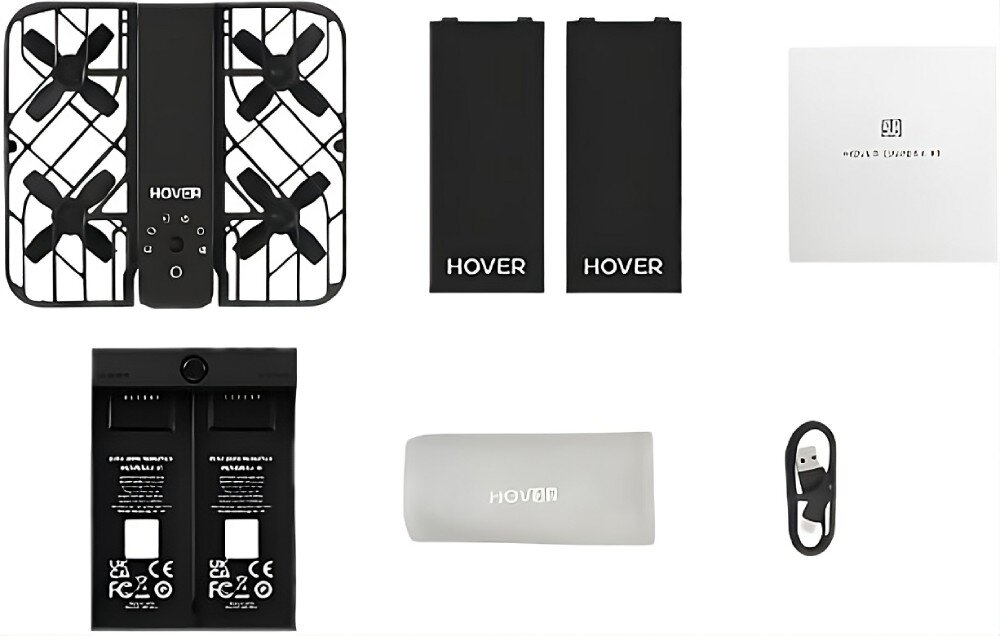 Dron HOVERAIR X1 Combo Plus Elementy zestawu rozszerzonego zawierającego dron, baterie i ładowarkę