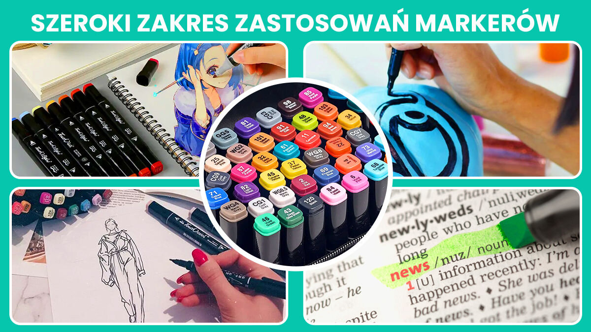 Zestaw markerów alkoholowych dwustronnych EXTRALINK (262 sztuk) szeroki zakres zastosowań markerów dla profesjonalistów dla amatorów płynne przechodzenie barw