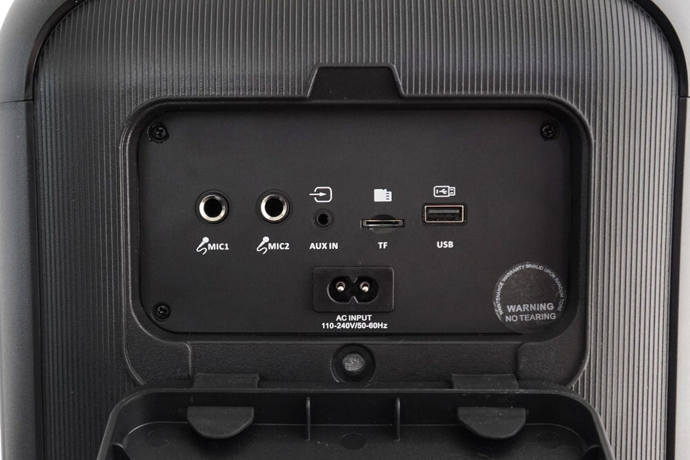 Power Audio BLAUPUNKT PB6LED głośnik USB microSD radio FM 40 stacji AUX 3,5 mm kompatybilność urządzeń, kadr na złącza urządzenia