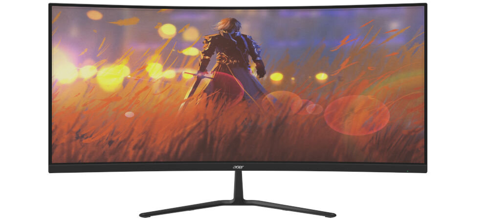 Monitor ACER Nitro ED340CURX0bmiipx 34 cale 3440x1440px 200Hz 1 ms [VRB] Curved prezentacja monitora od przodu na białym tle dwa głośniki 2W bez potrzeby podłączania dodatkowego sprzętu audio