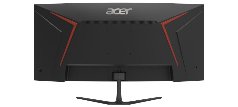 Monitor ACER Nitro ED340CURX0bmiipx 34 cale 3440x1440px 200Hz 1 ms [VRB] Curved prezentacja monitora od tyłu na białym tle VESA 100 mm łatwe stabilne przymocowanie oszczędność miejsca uchwyt biurkowy VESA zwiększa powierzchnię roboczą dopasowanie ustawienia ekranu organizacja pracy