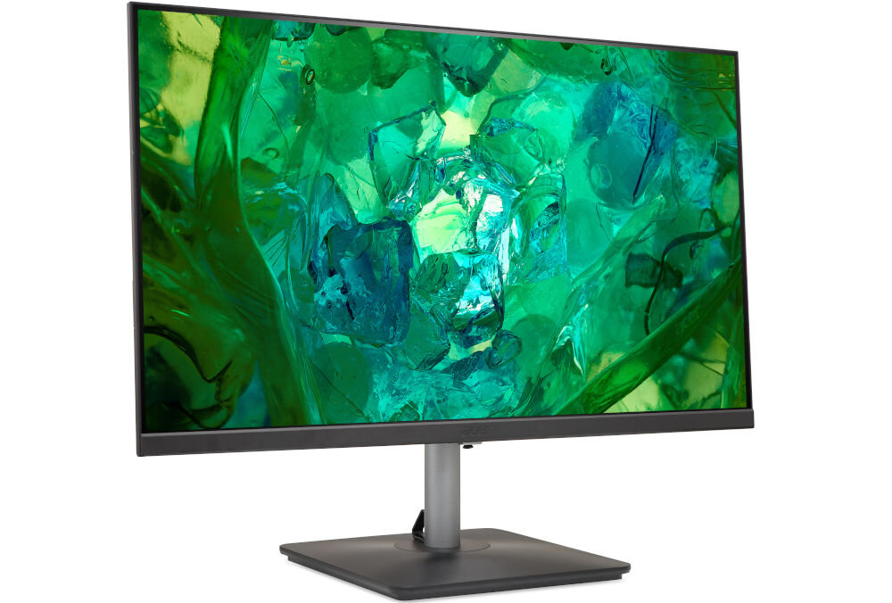 Monitor ACER Vero RS272 G0 27 cali 1920x1080px IPS 120Hz 1 ms [VRB] prezentacja monitora na białym tle od przodu pod kątem elegancki design stabilność podstawa stabilność