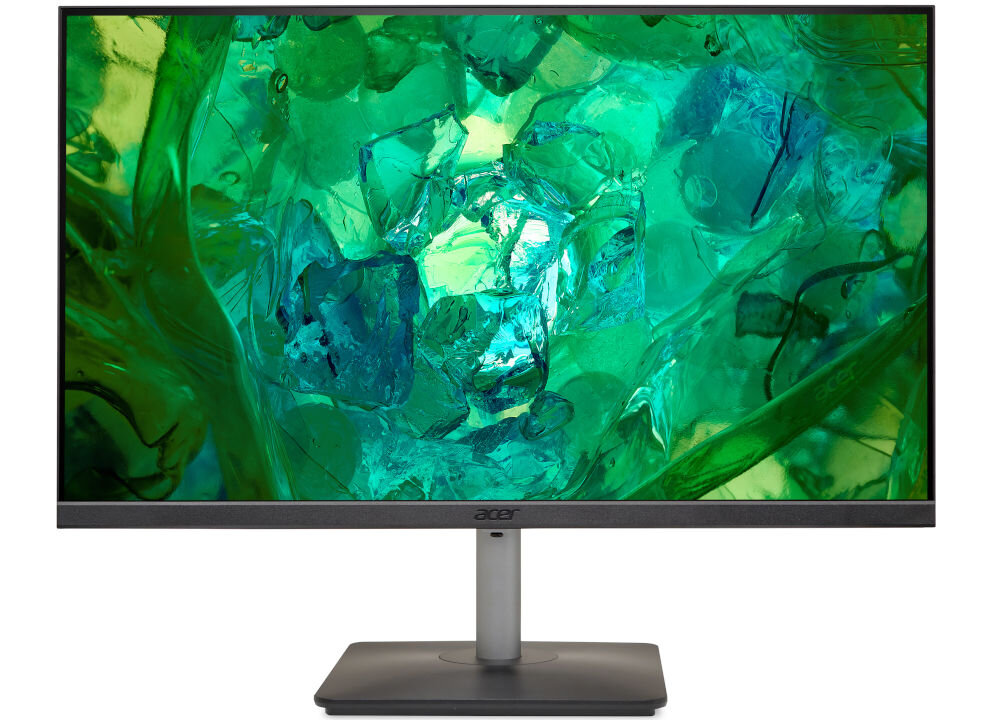 Monitor ACER Vero RS272 G0 27 cali 1920x1080px IPS 120Hz 1 ms [VRB] prezentacja monitora od przodu na białym tle ograniczenie wpływu na środowisko ekologia Dual Glass redukcja użycia plastiku odporność na zarysowania