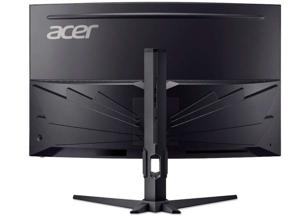 Monitor ACER Nitro XZ323QU Z1 31.5 cala 2560x1440px 280Hz 1 ms [VRB] Curved prezentacja monitora od tyłu na białym tle VESA 100 mm łatwe stabilne przymocowanie oszczędność miejsca uchwyt biurkowy VESA zwiększa powierzchnię roboczą dopasowanie ustawienia ekranu organizacja pracy