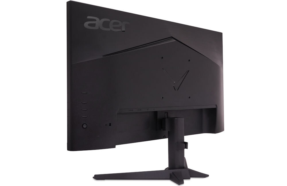 Monitor ACER Nitro VG270K V4 27 cali 3840x2160px IPS 160Hz 0.5 ms [GTG]  prezentacja monitora od tyłu pod kątem na białym tle złącza porty płynne przełączanie
