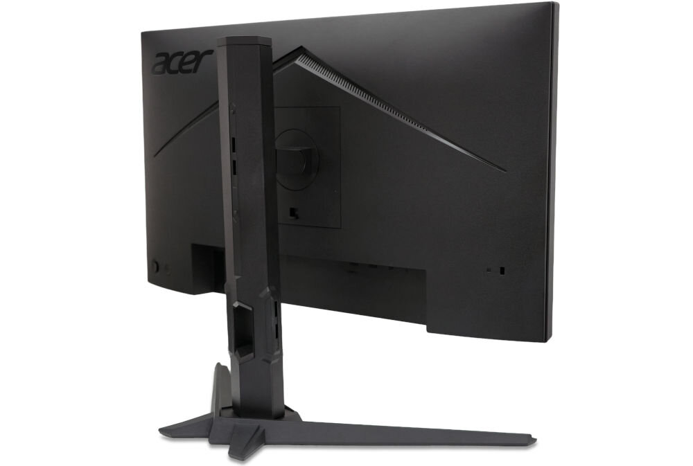 Monitor ACER Nitro XV270 P6 27 cali 1920x1080px IPS 144Hz 1 ms [VRB] prezentacja monitora od tyłu na białym tle pod kątem dwa głośniki 2W bez potrzeby podłączania dodatkowego sprzętu audio
