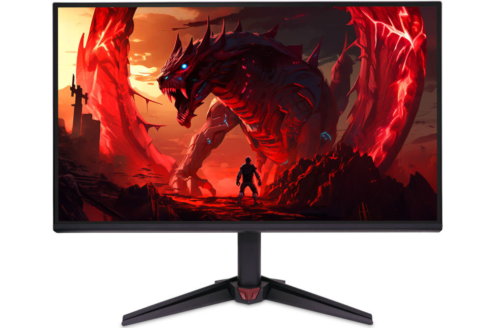 Monitor ACER Nitro VG270 P6 27 cali 1920x1080px IPS 144Hz 1 ms [VRB] prezentacja monitora na białym tle od przodu 144 Hz 1 ms VRB FreeSync zastosowanie do gier grafiki pracy komfort