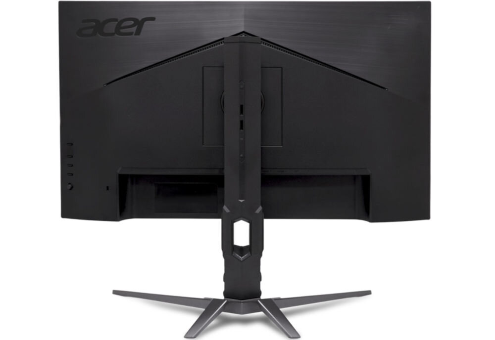 Monitor ACER Predator XB273K V5 27 cali 3840x2160px IPS 160Hz 0.5 ms [GTG]  prezentacja monitora od tyłu na białym tle VESA 100 mm łatwe stabilne przymocowanie oszczędność miejsca uchwyt biurkowy VESA zwiększa powierzchnię roboczą dopasowanie ustawienia ekranu organizacja pracy