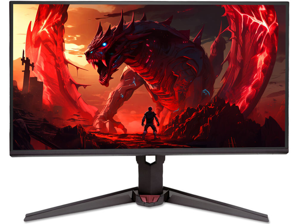 Monitor ACER Nitro XV240YP6BIPR 23.8 cala 1920x1080px IPS 144Hz 1 ms [VRB] prezentacja monitora na białym tle od przodu 144 Hz 1 ms VRB FreeSync zastosowanie do gier grafiki pracy komfort