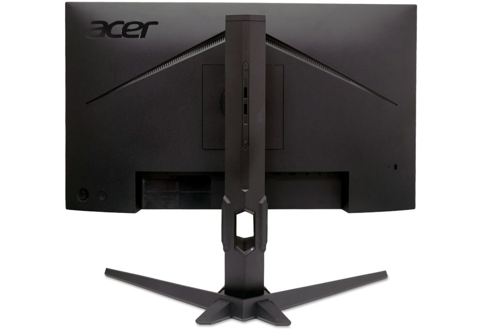 Monitor ACER Nitro XV240YP6BIPR 23.8 cala 1920x1080px IPS 144Hz 1 ms [VRB] prezentacja monitora od tyłu na białym tle VESA 100 mm łatwe stabilne przymocowanie oszczędność miejsca uchwyt biurkowy VESA zwiększa powierzchnię roboczą dopasowanie ustawienia ekranu organizacja pracy