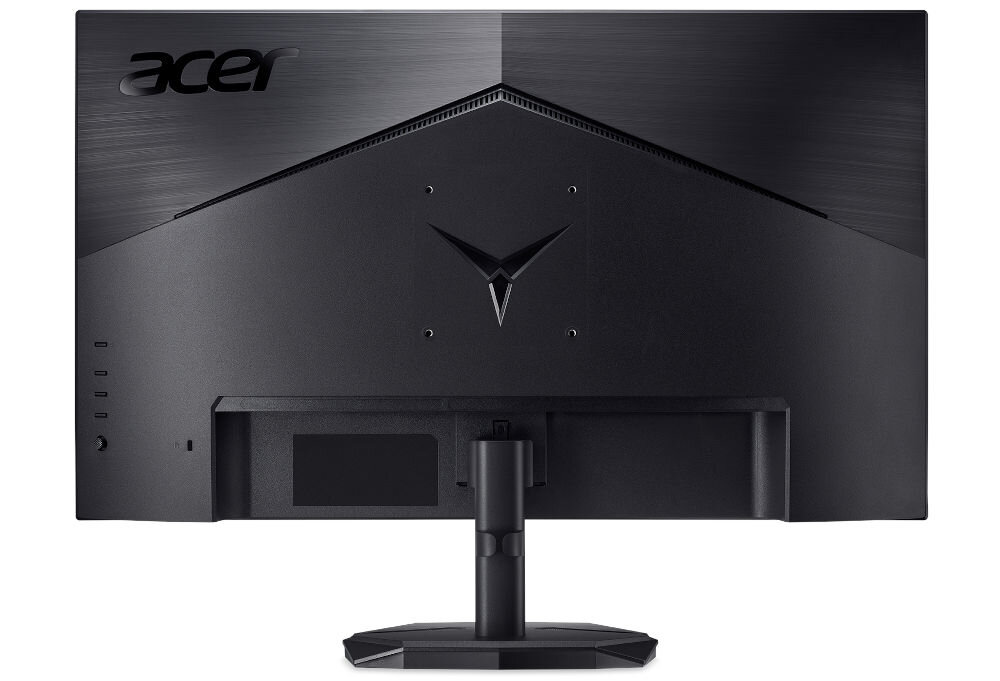 Monitor ACER Nitro KG272KL1BMIIPX 27 cali 3840x2160px IPS 144Hz 1 ms [GTG] prezentacja monitora od tyłu na białym tle VESA 100 mm łatwe stabilne przymocowanie oszczędność miejsca uchwyt biurkowy VESA zwiększa powierzchnię roboczą dopasowanie ustawienia ekranu organizacja pracy