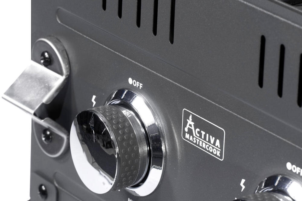 ACTIVA Angular 11248 palniki stal aluminizowana trwałość pokrętło regulacja płomień zapalacz gaz temperatura termometr