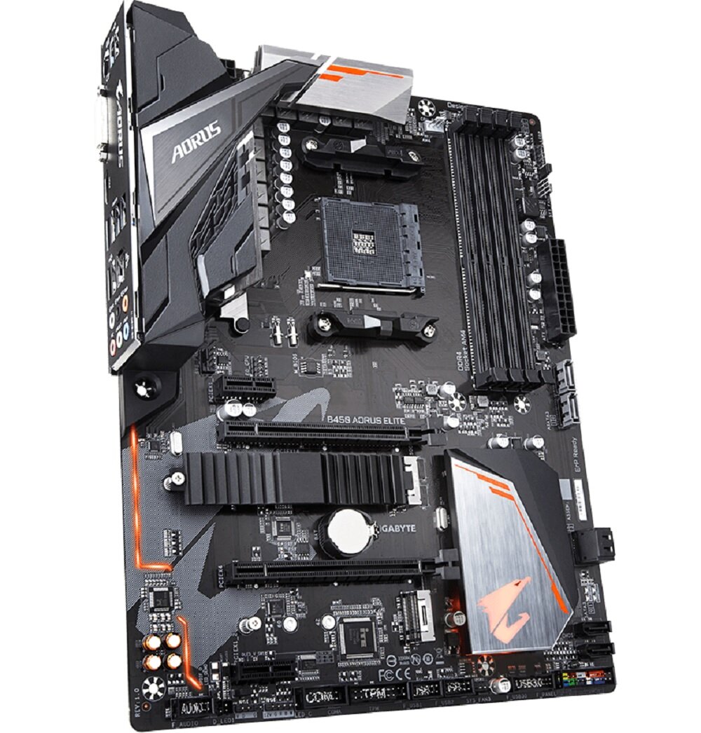 Płyta główna GIGABYTE Aorus B450 ELITE dzwięk Kodek ALC892 układ sieciowy Realtek 8118 Gaming LAN