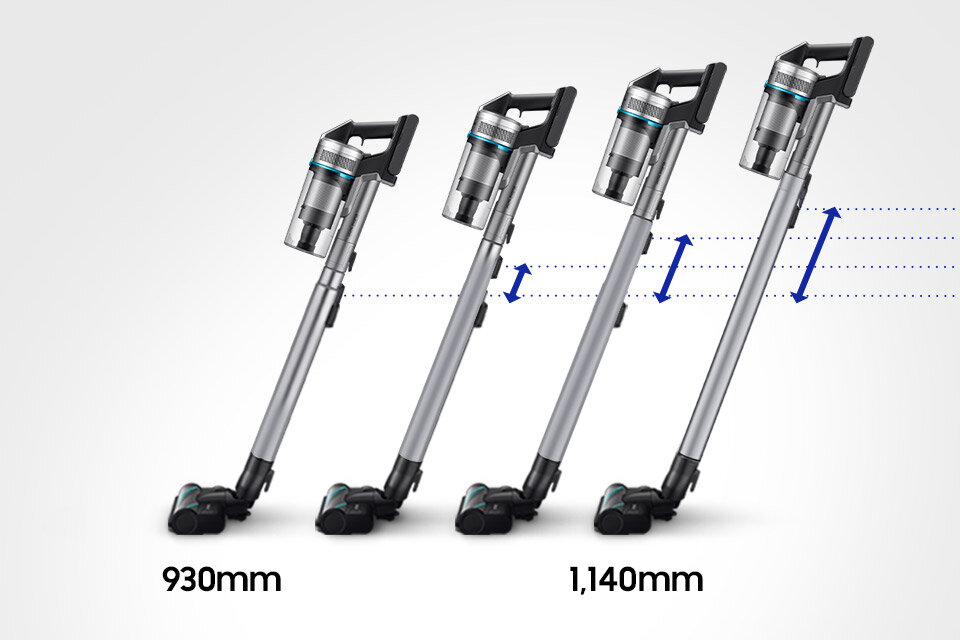 na jednym zdjęciu pokazano 4 ustawienia wysokości odkurzacza bezprzewodowego Samsung - przyjdź do Media Expert i sprawdź, jak komfortowy w użytkowaniu jest odkurzacz z regulowaną rurą na jednym zdjęciu pokazano 4 ustawienia wysokości odkurzacza bezprzewodowego Samsung - przyjdź do Media Expert i sprawdź, jak komfortowy w użytkowaniu jest odkurzacz z regulowaną rurą