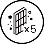 Ikonka wskazująca na wielowarstwowy system filtracji zastosowany w stacji czyszczącej Samsung Ikonka wskazująca na wielowarstwowy system filtracji zastosowany w stacji czyszczącej Samsung