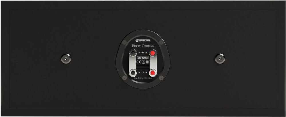 Głośnik centralny MONITOR AUDIO Bronze Centre 7G szeroka scena falowód UD złota kopułka, kolumna od tyłu na białym tle