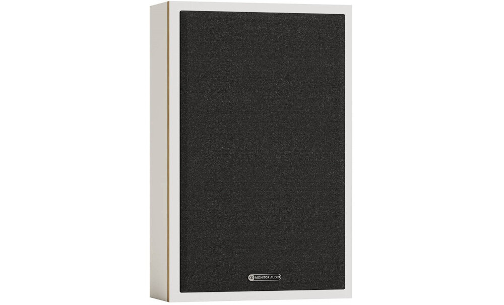 Kolumna głośnikowa MONITOR AUDIO Bronze On-Wall 7G kopułka C-CAM Gold UD Waveguide klarowność soprany, kolumna po skosie na białym tle