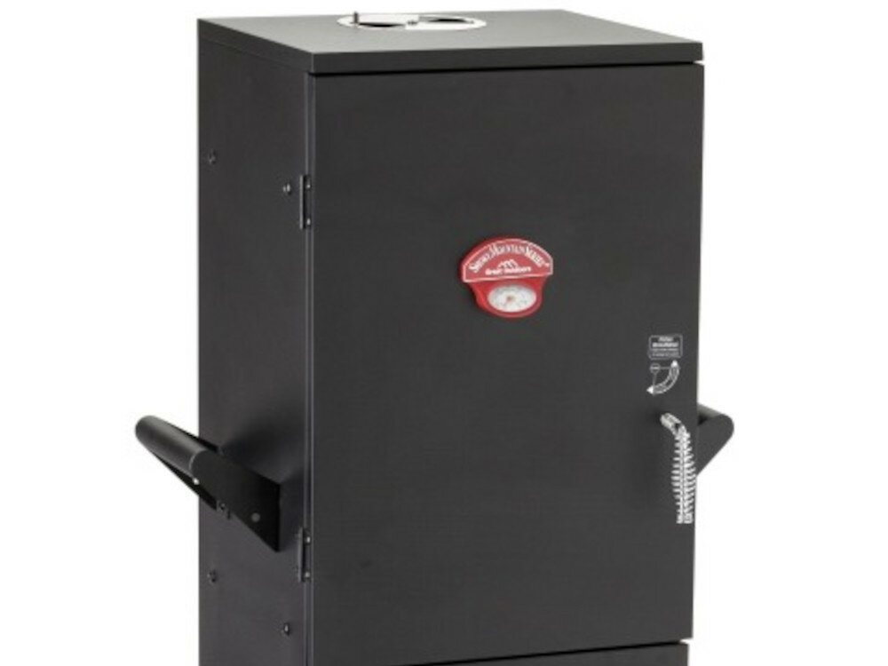 Wędzarka gazowa Landmann 12093 wytrzymała pokrywa uchwyty z okładziną z drewna