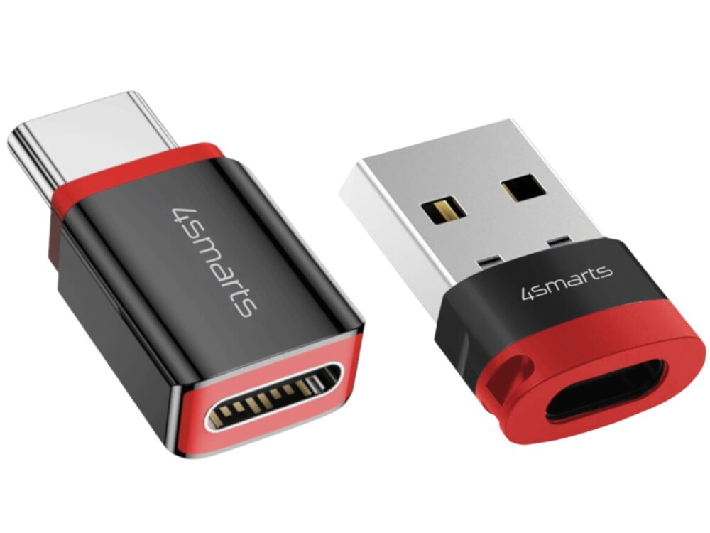Adapter USB/USB-C- USB-C 4SMARTS Data Blocker wykonana z aluminium Niewielkie rozmiary podróży lekkiej konstrukcji - adaptery na białym tle