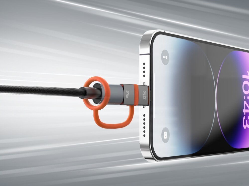 Adapter USB-C - Lightning 4SMARTS PD USB-C Apple 27 W Power Delivery Iphone Ipad - adapter podłączony do telefonu