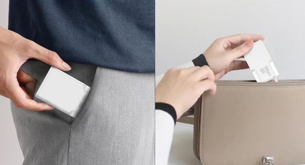 4SMARTS PDPlug Slim Duos 20 W GaN + Kabel USB-C - USB-C Biały Cienka budowa płaski profil ciasnych gniazdek listew z płaskimi wtykami 80 g z wysokiej jakości poliwęglanu - ładowarka mieszcząca się do kieszeni i torby