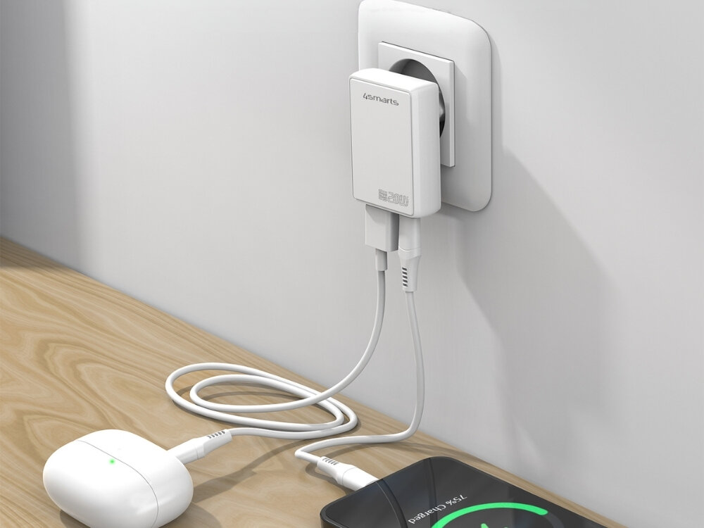 Ładowarka sieciowa 4SMARTS FlatPlug Duos 20W
                ładowarka wpięta do kontaktu ładująca telefon i słuchawki przemyślana konstrukcja zmniejsza ryzyko uszkodzenia wygodniejsze korzystanie