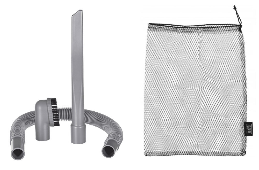 Odkurzacz BLACK&DECKER ADV1200 wyposazenie zestaw komplet koncowka szczoskowa elastyczny waz worek z siatki na przechowywanie koncowka szczelinowa