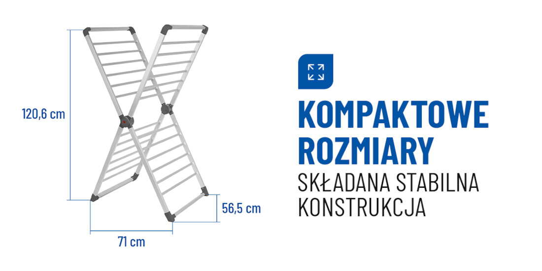 Suszarka na pranie NOVEEN ECD40 Konstrukcja w kształcie X Składana konstrukcja dużej ilości ubrań schować za drzwiami, w szafie czy pod łóżkiem