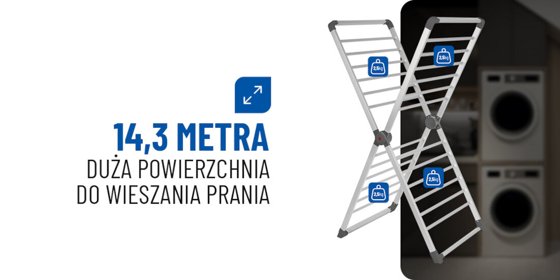 Suszarka na pranie NOVEEN ECD40 Duża powierzchnia komfortowe rozwieszenie