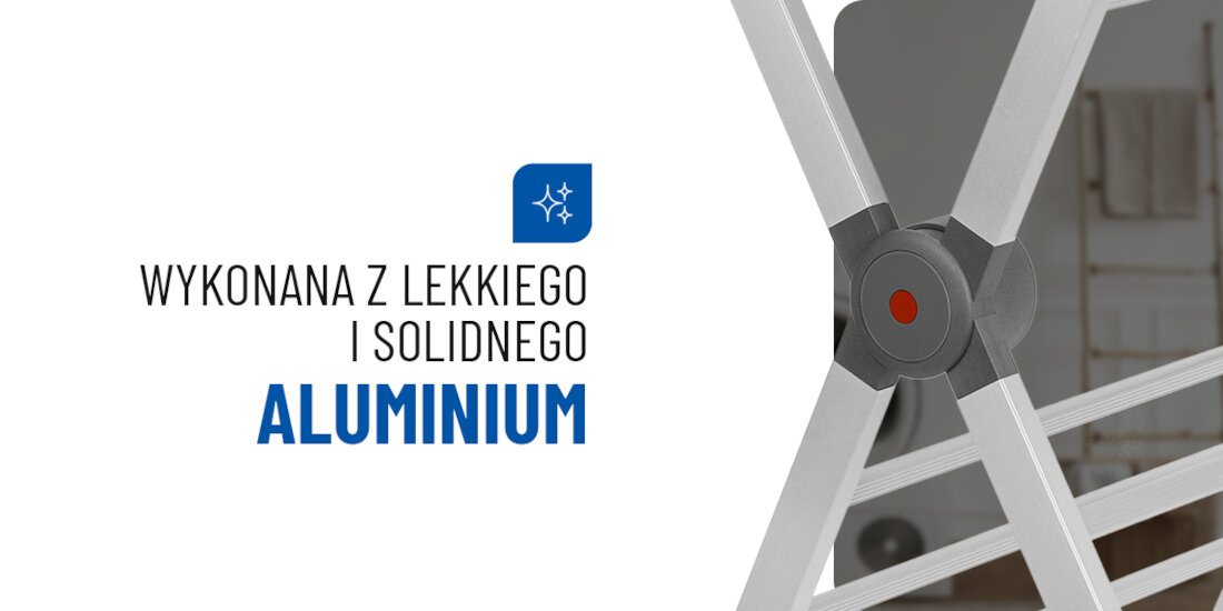 Suszarka na pranie NOVEEN ECD4 wykonanie z lekkiego, ale wytrzymałego aluminium antypoślizgowe stopki 