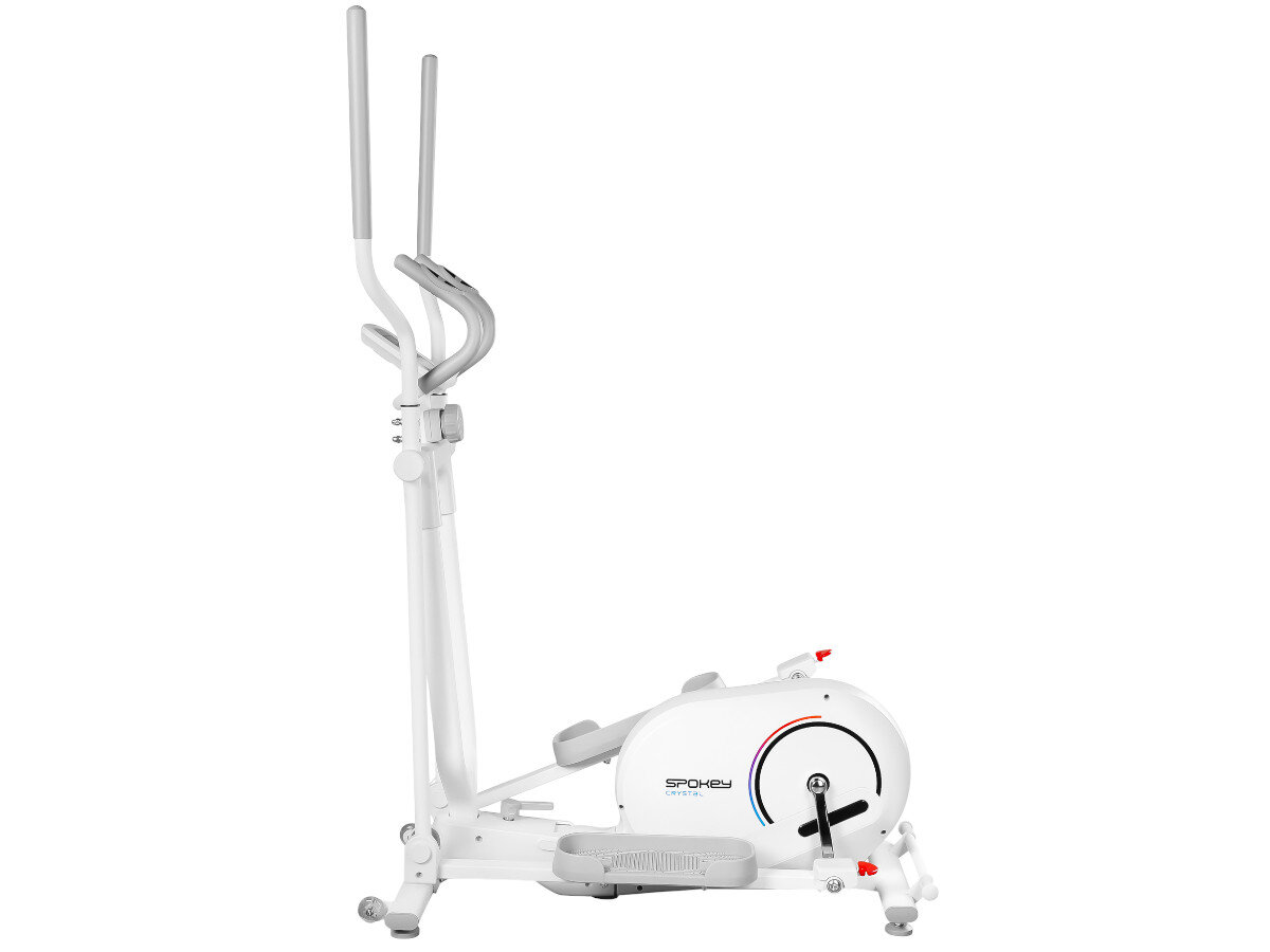 Orbitrek magnetyczny SPOKEY Crystal, stabilność, naturalność, wygoda, płynność, na białym tle orbitrek od bocznej lewej strony frontem