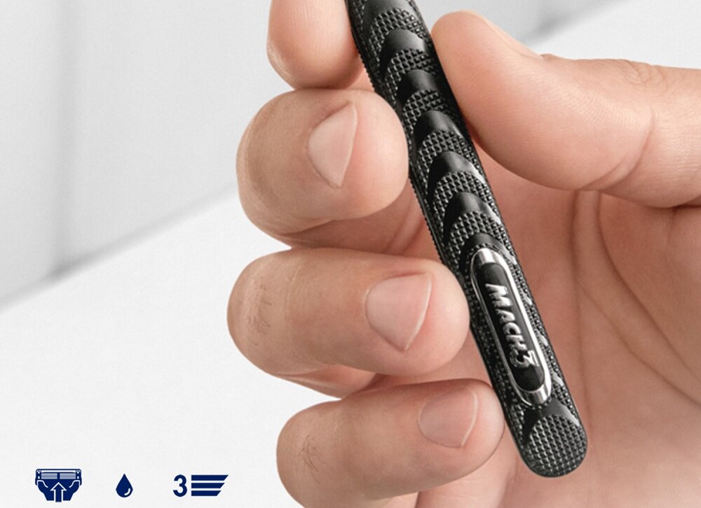 Golarka GILLETTE Mach3 + 12 ostrzy Czarny pasek nawilżający, gładki poślizg, mniejszy nacisk na skóre